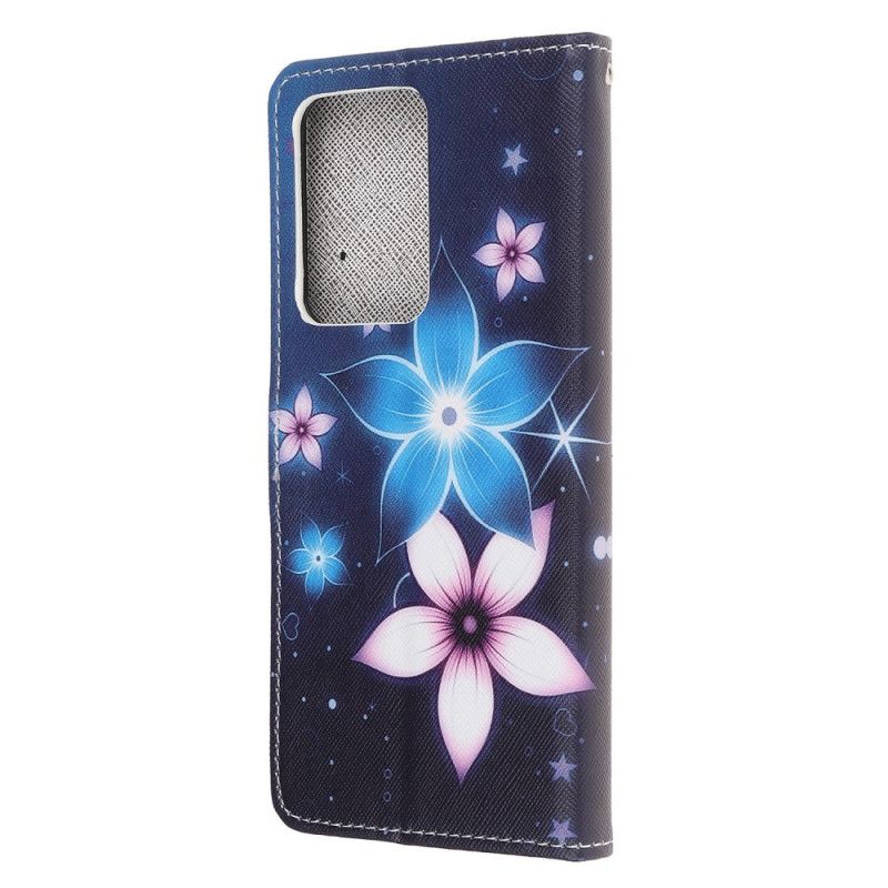 Bescherming Hoesje Samsung Galaxy Note 20 Ultra Telefoonhoesje Maanbloemen Met String