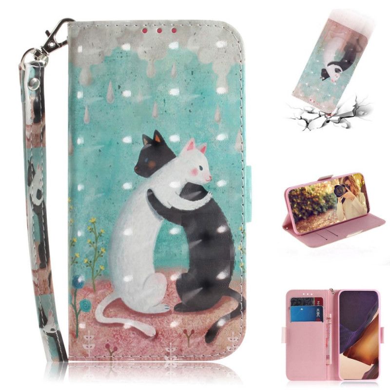 Cover Folio-hoesje Samsung Galaxy Note 20 Ultra Telefoonhoesje Kattenvriendjes Met String