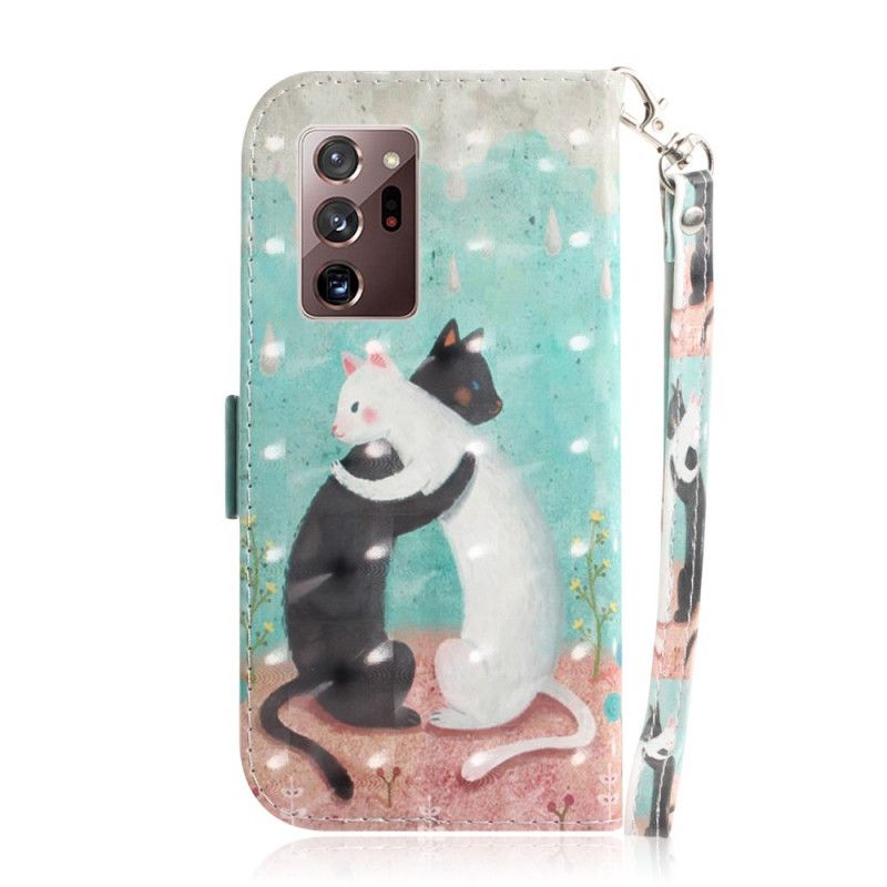 Cover Folio-hoesje Samsung Galaxy Note 20 Ultra Telefoonhoesje Kattenvriendjes Met String