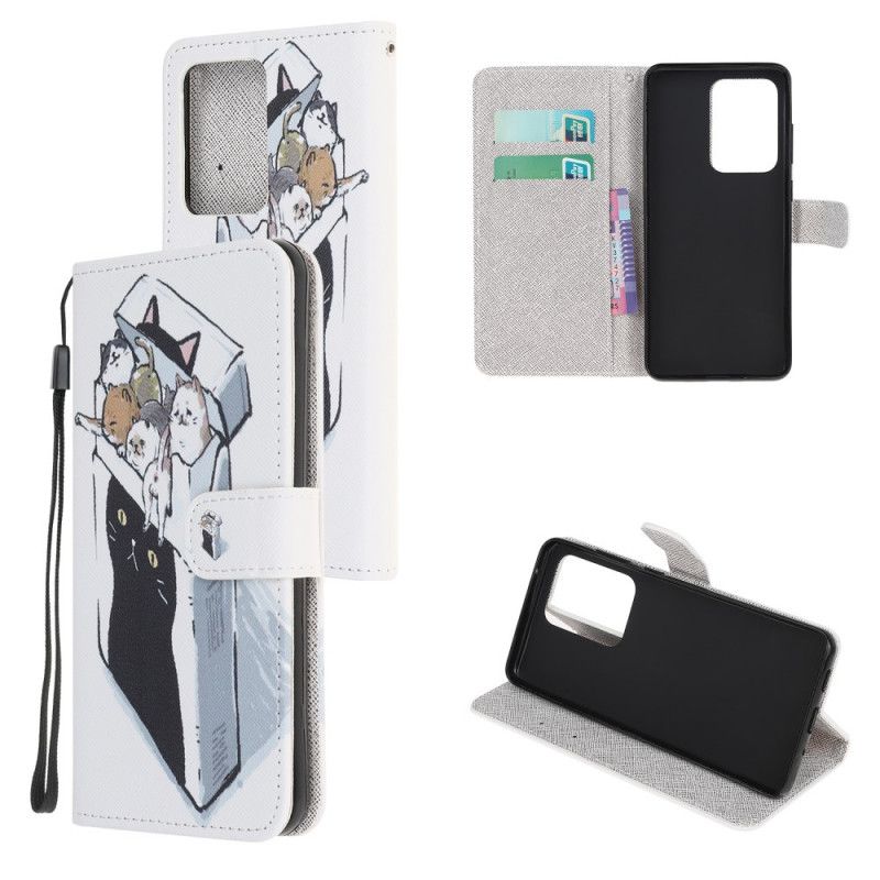 Cover Folio-hoesje Samsung Galaxy Note 20 Ultra Telefoonhoesje Levering Van String Katten