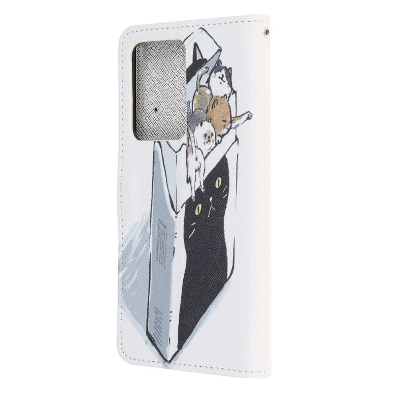 Cover Folio-hoesje Samsung Galaxy Note 20 Ultra Telefoonhoesje Levering Van String Katten