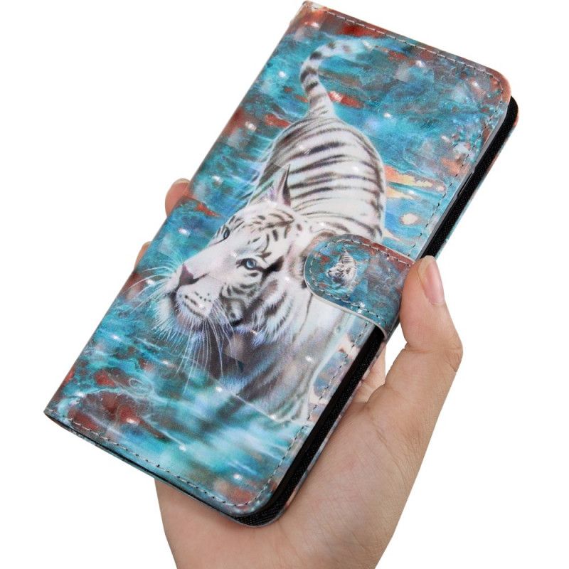 Cover Folio-hoesje Samsung Galaxy Note 20 Ultra Telefoonhoesje Tijger In Het Water