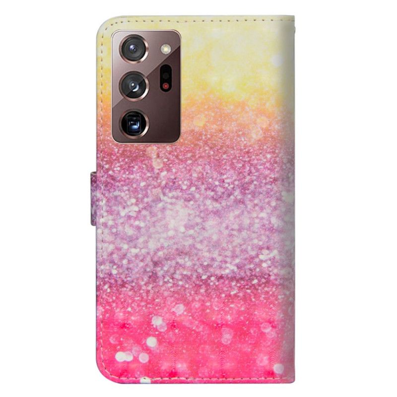 Cover Folio-hoesje Samsung Galaxy Note 20 Ultra Telefoonhoesje Verloop Magenta Glitter