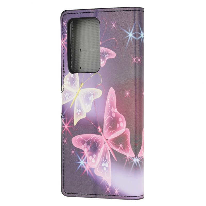 Cover Folio-hoesje Samsung Galaxy Note 20 Ultra Wit Zwart Telefoonhoesje Intense Vlinders