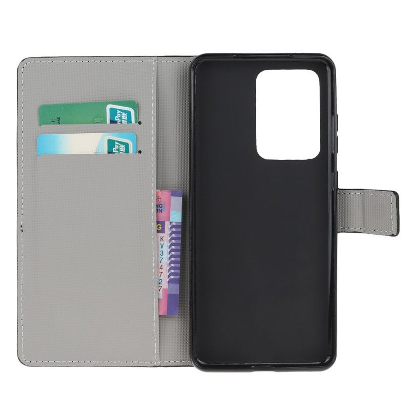 Cover Folio-hoesje Samsung Galaxy Note 20 Ultra Wit Zwart Telefoonhoesje Intense Vlinders