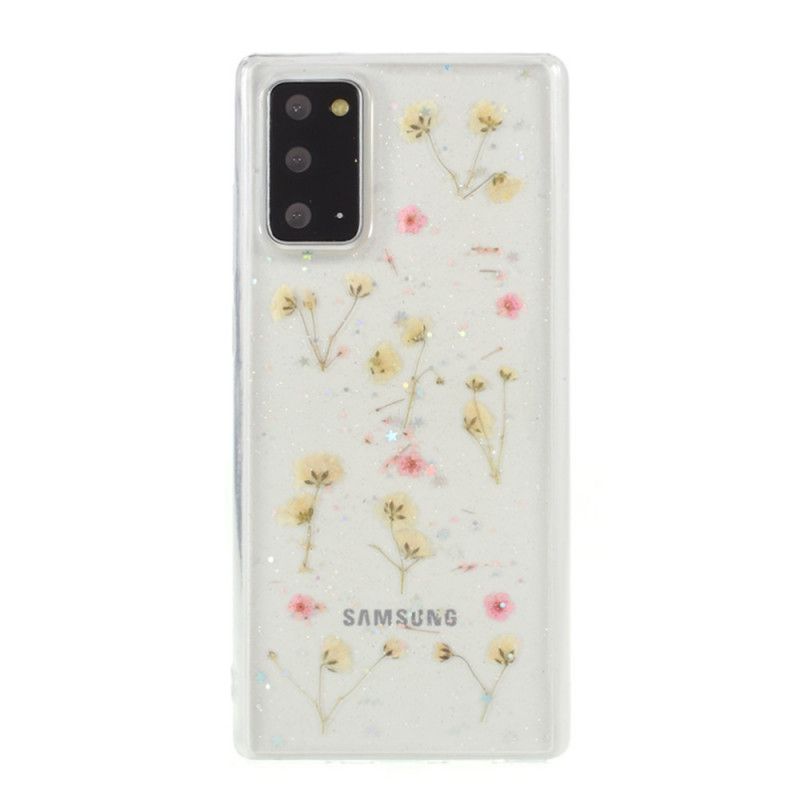 Cover Hoesje Samsung Galaxy Note 20 Ultra Geel Roze Telefoonhoesje Kleine Bloemen