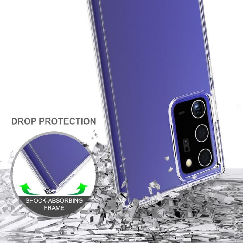 Cover Hoesje Samsung Galaxy Note 20 Ultra Grijs Zwart Telefoonhoesje Acrylkleurige Randen