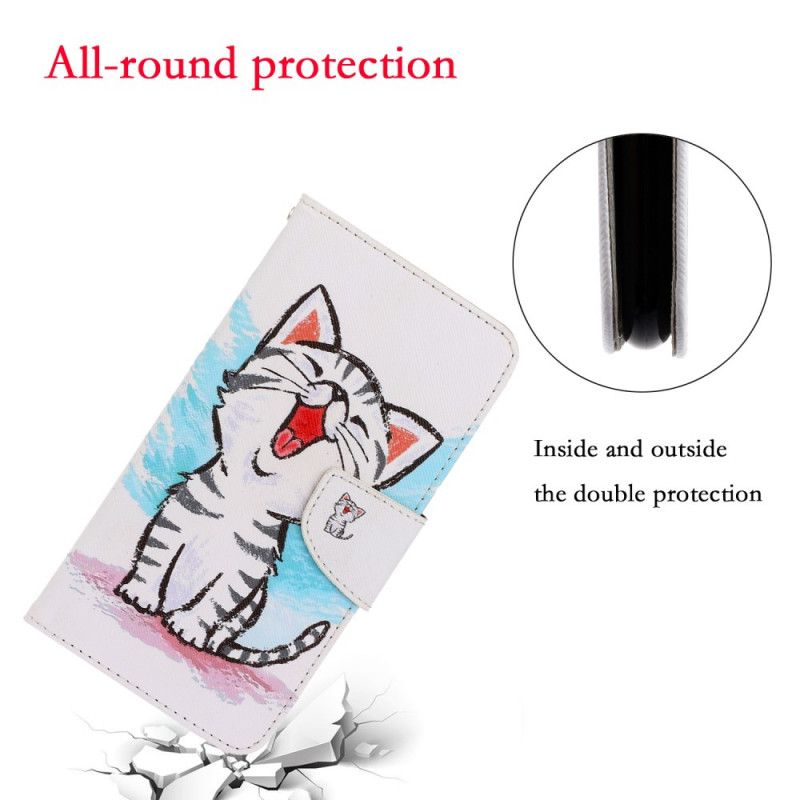 Flip Case Leren Samsung Galaxy Note 20 Ultra Gekleurd Kitten Met String