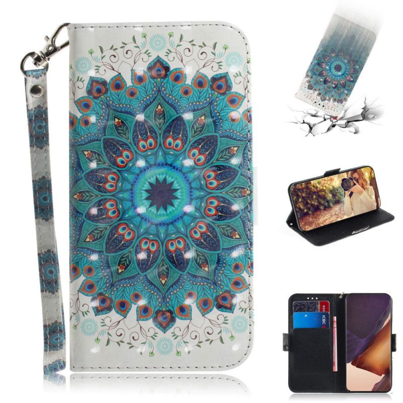 Flip Case Leren Samsung Galaxy Note 20 Ultra Meesterlijke Mandala Met String