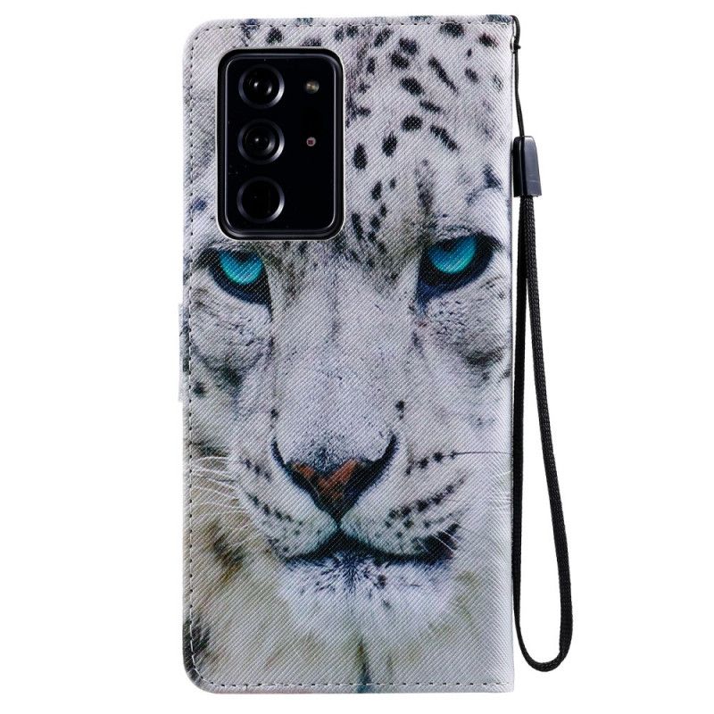 Flip Case Leren Samsung Galaxy Note 20 Ultra Witte Tijger