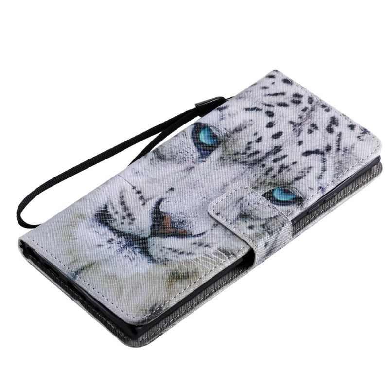 Flip Case Leren Samsung Galaxy Note 20 Ultra Witte Tijger