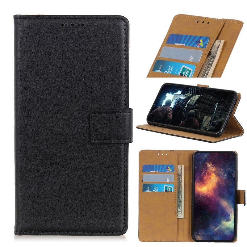 Flip Case Leren Samsung Galaxy Note 20 Ultra Zilver Zwart Eenvoudig Kunstleer