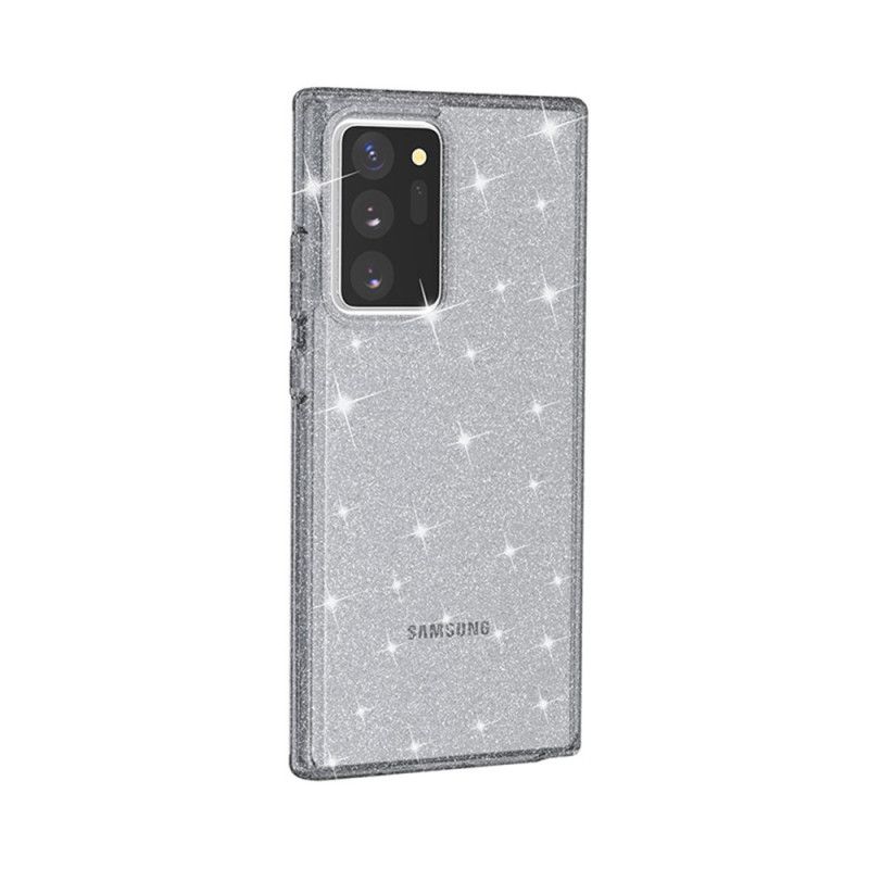 Hoesje Samsung Galaxy Note 20 Ultra Grijs Zwart Glitterpoeder