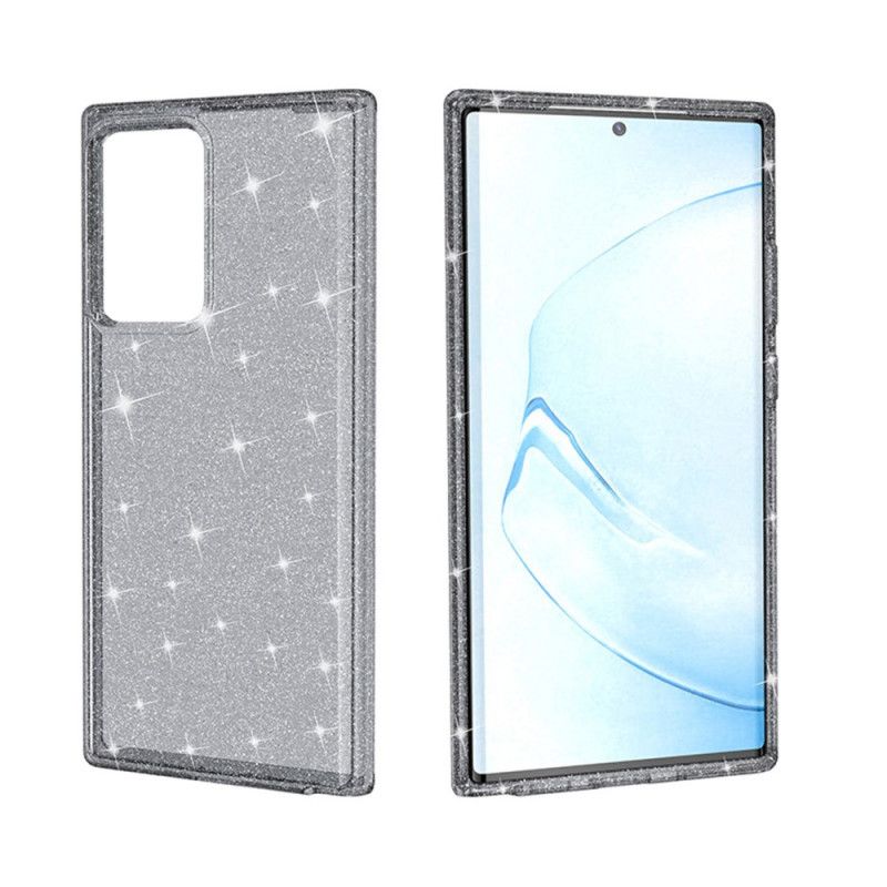 Hoesje Samsung Galaxy Note 20 Ultra Grijs Zwart Glitterpoeder