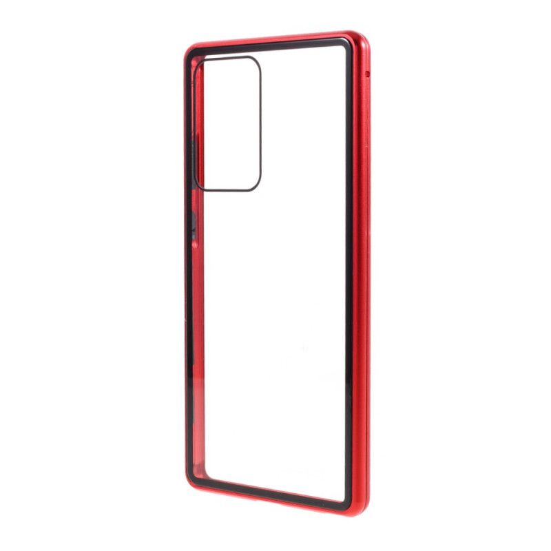 Hoesje Samsung Galaxy Note 20 Ultra Rood Zwart Achterkant En Randen Van Gehard Glas