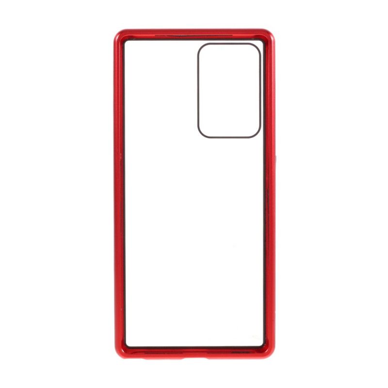 Hoesje Samsung Galaxy Note 20 Ultra Rood Zwart Achterkant En Randen Van Gehard Glas