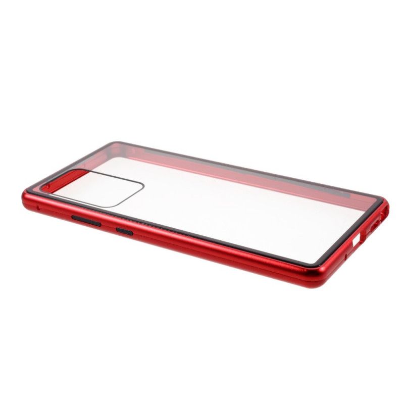 Hoesje Samsung Galaxy Note 20 Ultra Rood Zwart Achterkant En Randen Van Gehard Glas