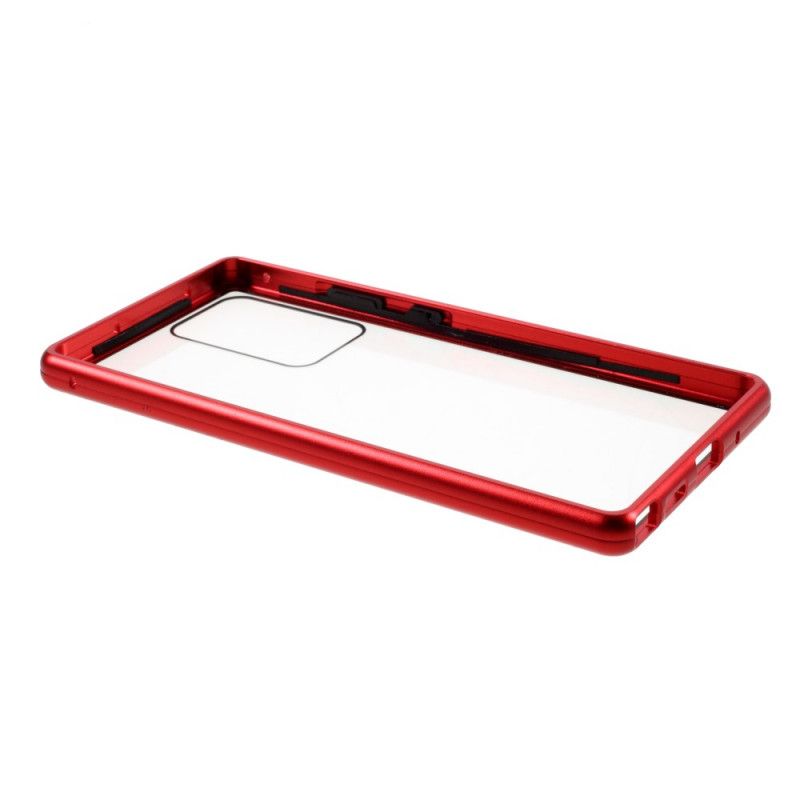 Hoesje Samsung Galaxy Note 20 Ultra Rood Zwart Achterkant En Randen Van Gehard Glas