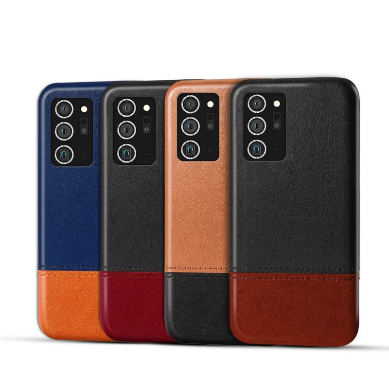 Hoesje Samsung Galaxy Note 20 Ultra Rood Zwart Tweekleurig Leereffect Ksq