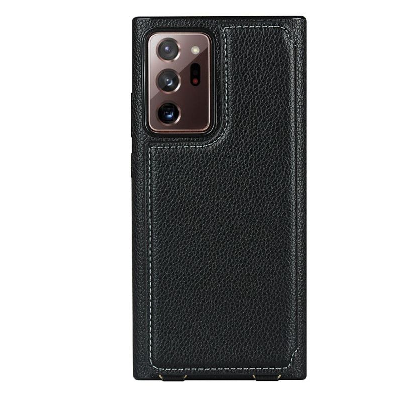 Hoesje voor Samsung Galaxy Note 20 Ultra Rood Zwart Kaarthouder In Lychee Leer