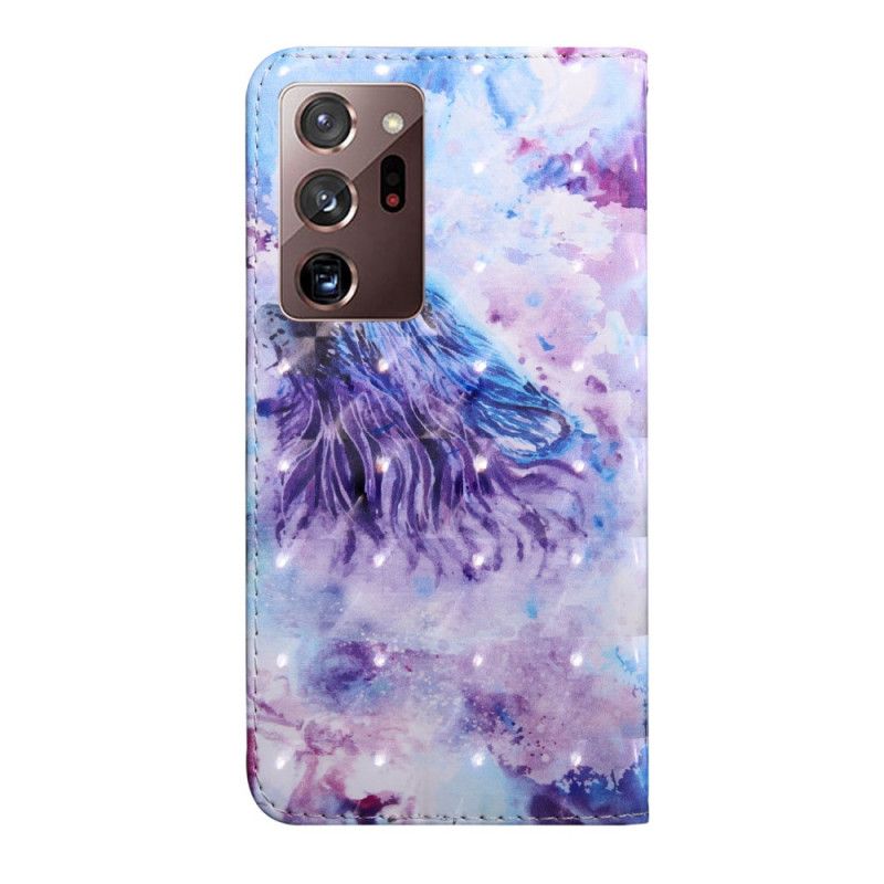 Leren Hoesje Samsung Galaxy Note 20 Ultra Aquarel Wolf