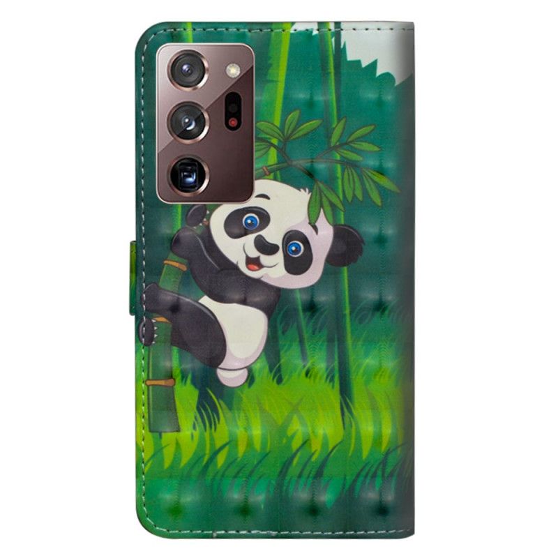 Leren Hoesje Samsung Galaxy Note 20 Ultra Panda En Bamboe