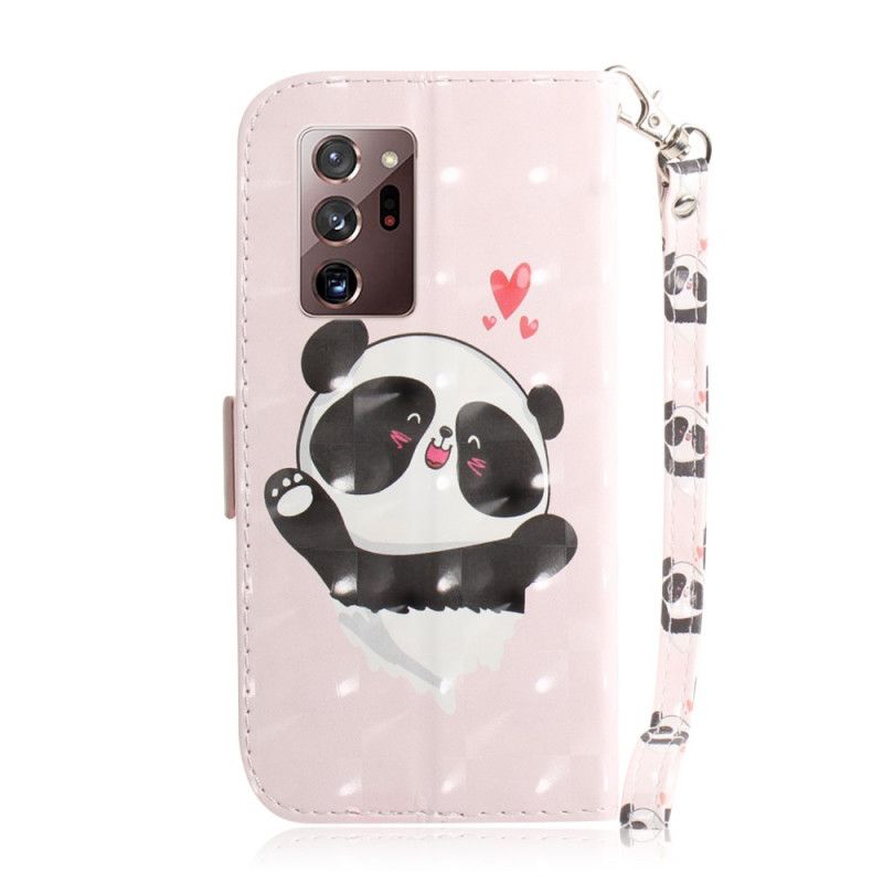 Leren Hoesje Samsung Galaxy Note 20 Ultra Panda Love Met String