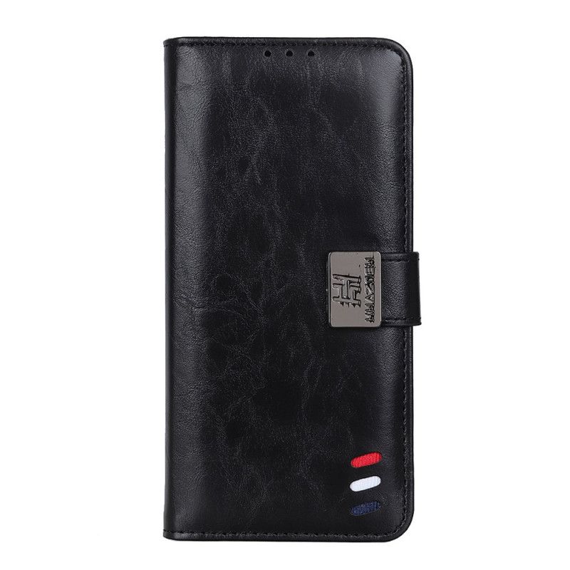 Leren Hoesje Samsung Galaxy Note 20 Ultra Rood Zwart Vintage Driekleurig Leereffect