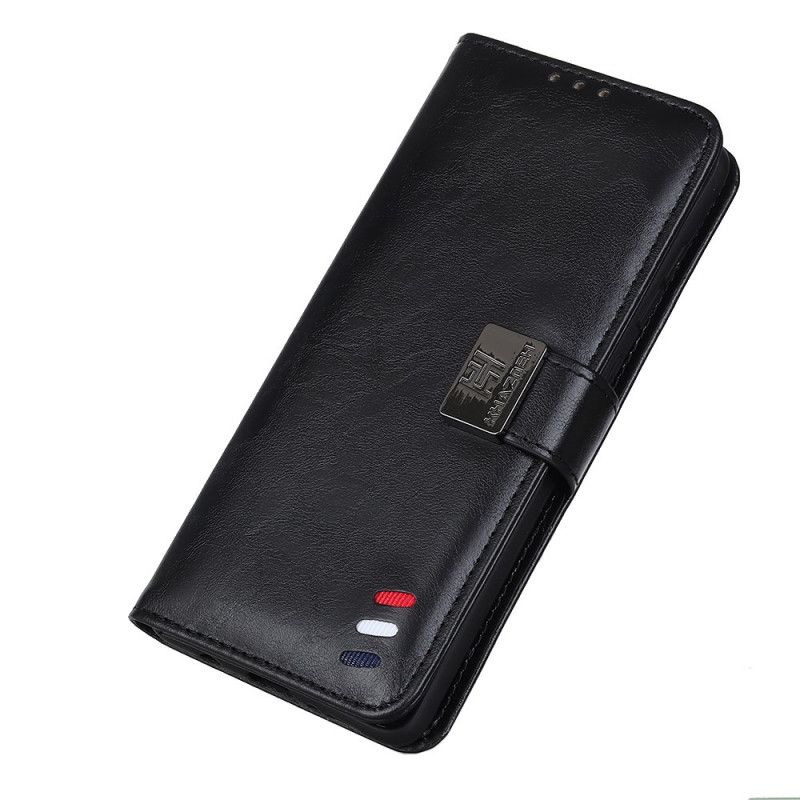 Leren Hoesje Samsung Galaxy Note 20 Ultra Rood Zwart Vintage Driekleurig Leereffect