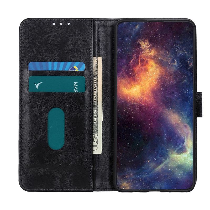 Leren Hoesje Samsung Galaxy Note 20 Ultra Rood Zwart Vintage Driekleurig Leereffect