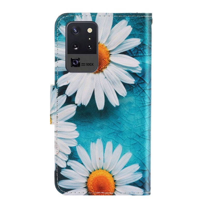 Leren Hoesje Samsung Galaxy Note 20 Ultra String Madeliefjes