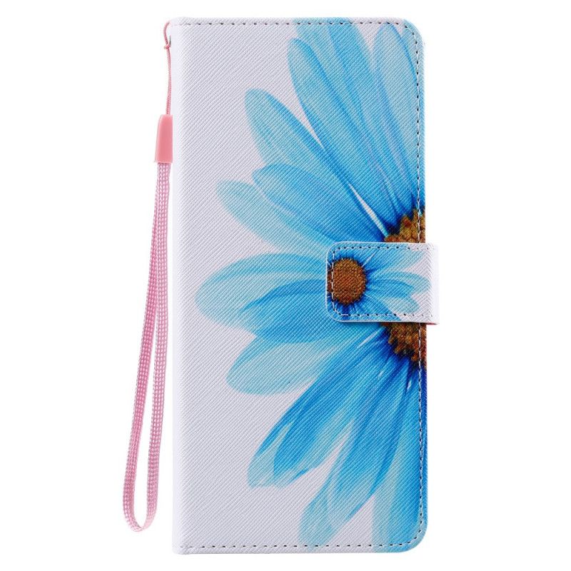 Leren Hoesje Samsung Galaxy Note 20 Ultra Telefoonhoesje Blauwe Aquarelbloem