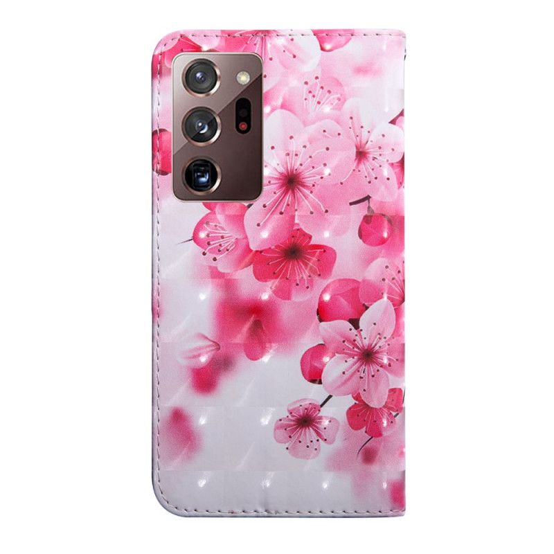 Leren Hoesje Samsung Galaxy Note 20 Ultra Telefoonhoesje Roze Bloemen