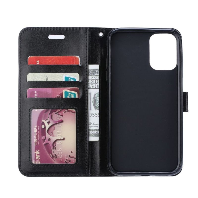 Leren Hoesje Samsung Galaxy Note 20 Ultra Wit Zwart Glanzend Leereffect