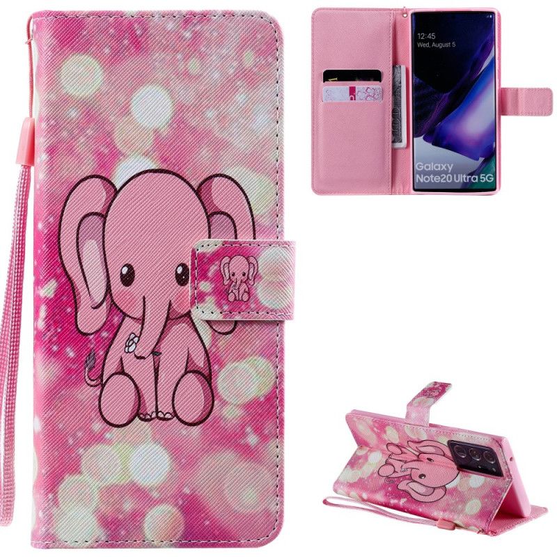 Leren Hoesje voor Samsung Galaxy Note 20 Ultra Baby Roze Olifant