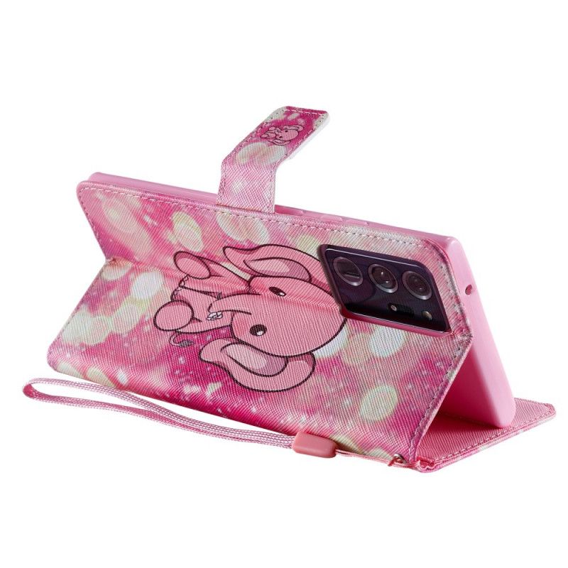 Leren Hoesje voor Samsung Galaxy Note 20 Ultra Baby Roze Olifant