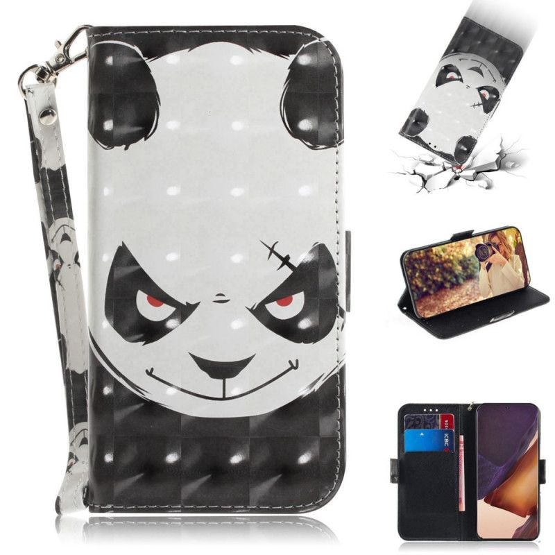 Leren Hoesje voor Samsung Galaxy Note 20 Ultra Boze Panda Met String