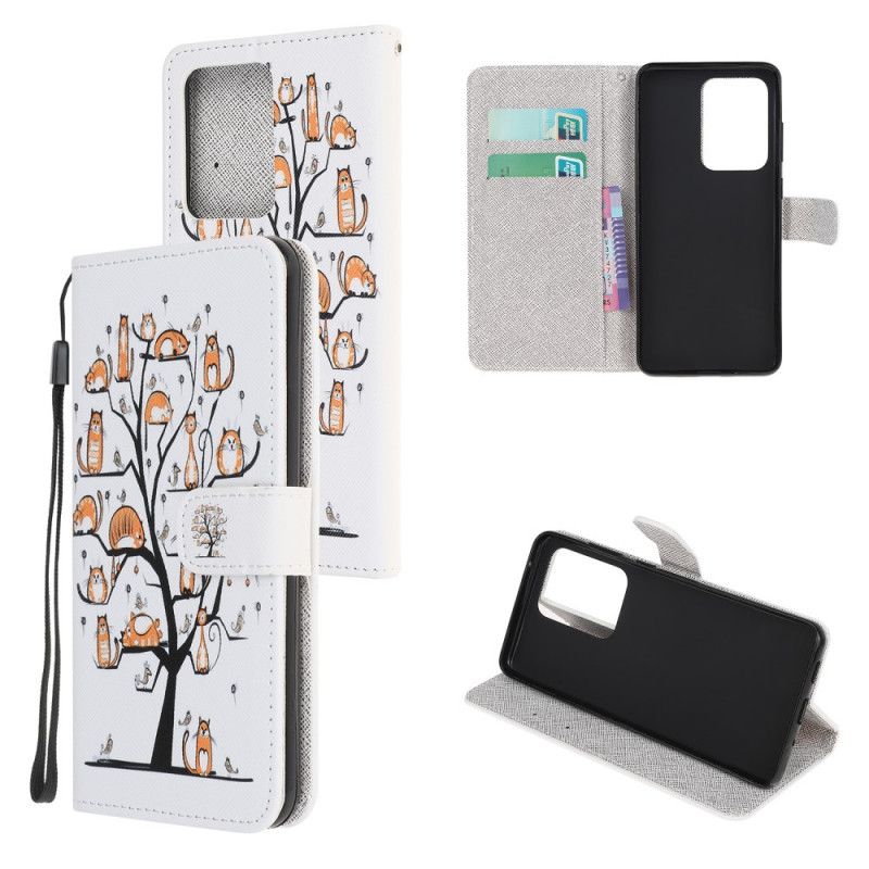 Leren Hoesje voor Samsung Galaxy Note 20 Ultra Funky String Katten