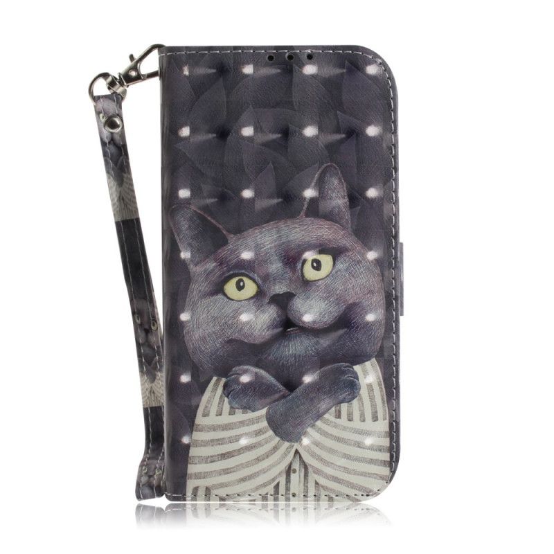 Leren Hoesje voor Samsung Galaxy Note 20 Ultra Grijze Kat Met String