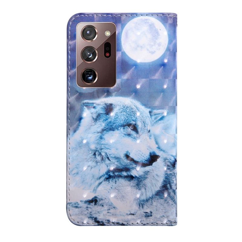 Leren Hoesje voor Samsung Galaxy Note 20 Ultra Maanlichtwolf