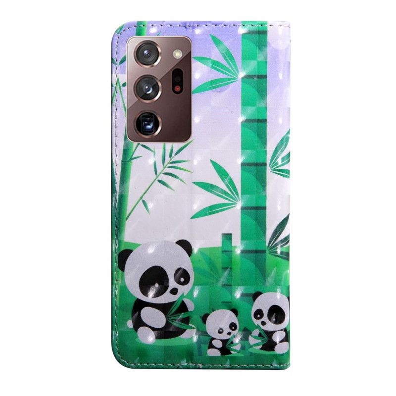 Leren Hoesje voor Samsung Galaxy Note 20 Ultra Pandafamilie