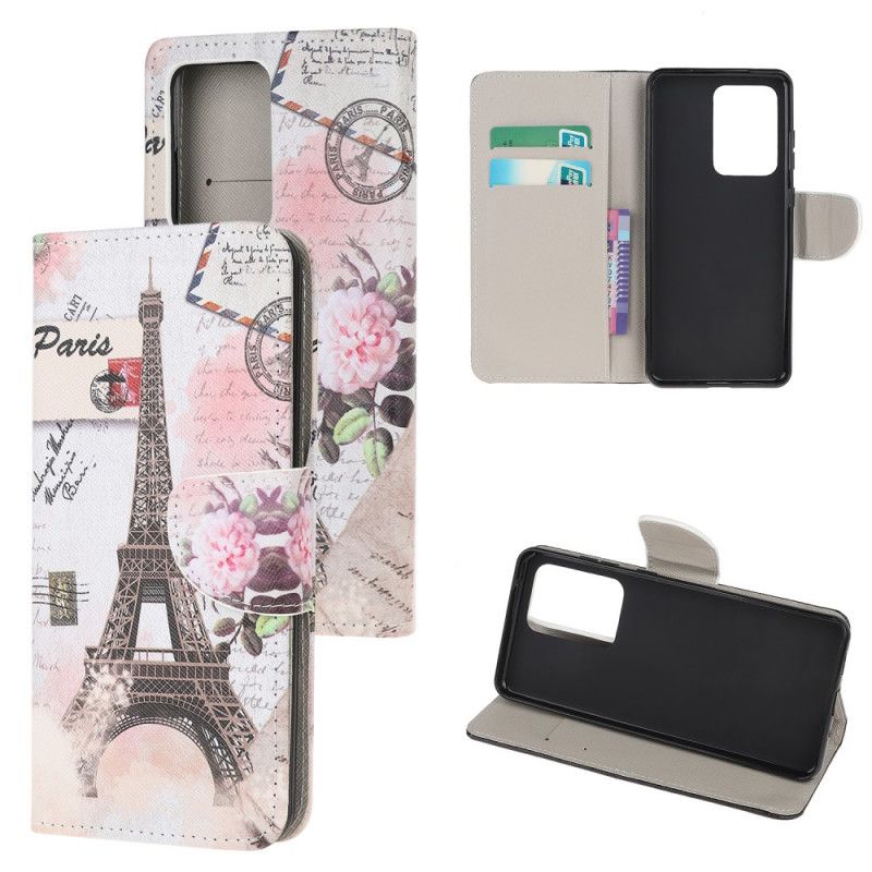 Leren Hoesje voor Samsung Galaxy Note 20 Ultra Retro Eiffeltoren