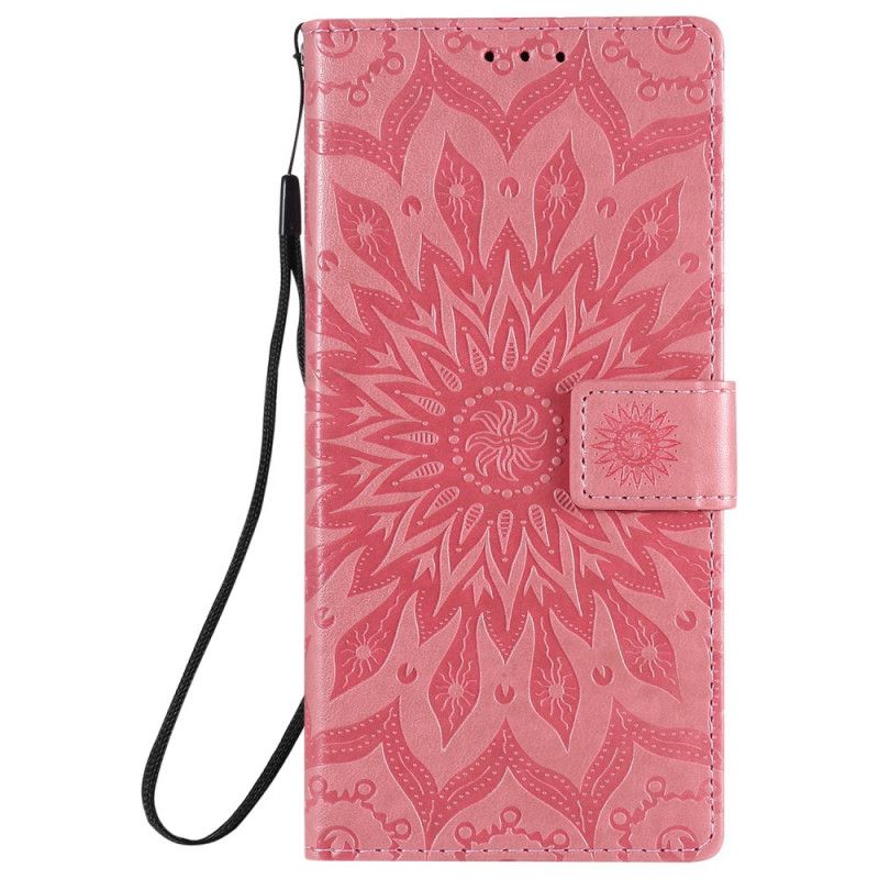 Leren Hoesje voor Samsung Galaxy Note 20 Ultra Rood Grijs Zonnebloem