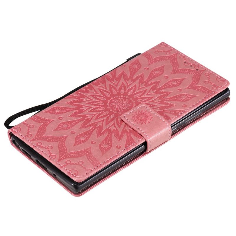 Leren Hoesje voor Samsung Galaxy Note 20 Ultra Rood Grijs Zonnebloem