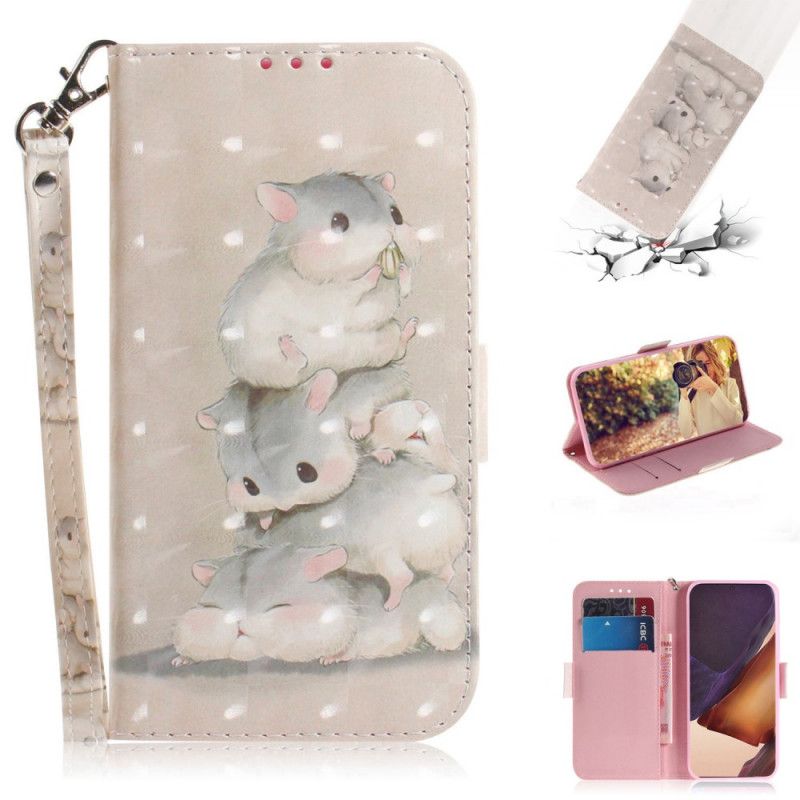 Leren Hoesje voor Samsung Galaxy Note 20 Ultra String Hamsters