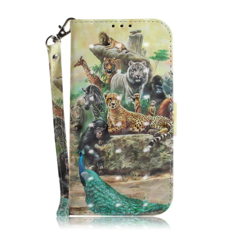 Leren Hoesje voor Samsung Galaxy Note 20 Ultra String Safari Dieren