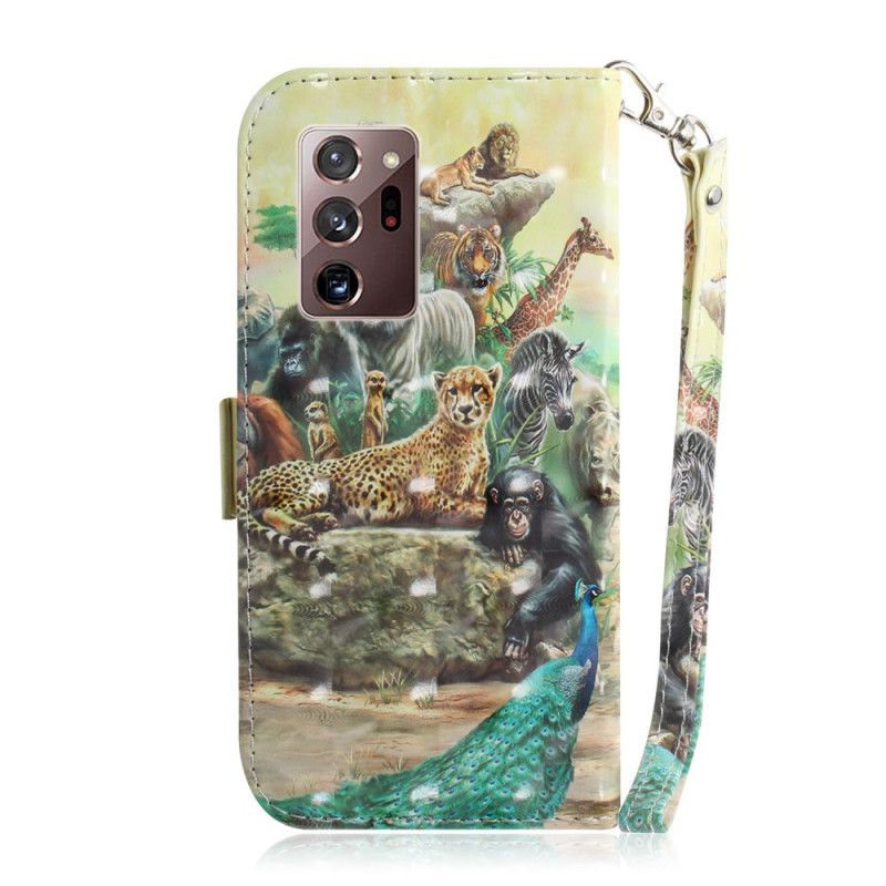 Leren Hoesje voor Samsung Galaxy Note 20 Ultra String Safari Dieren