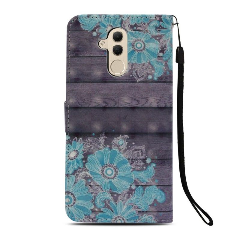 Cover Folio-hoesje Huawei Mate 20 Lite Telefoonhoesje 3D Blauwe Bloemen