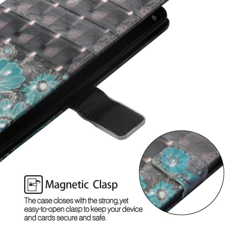 Cover Folio-hoesje Huawei Mate 20 Lite Telefoonhoesje 3D Blauwe Bloemen