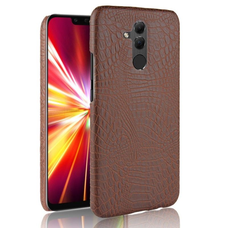 Cover Hoesje Huawei Mate 20 Lite Rood Zwart Telefoonhoesje Krokodillenhuideffect